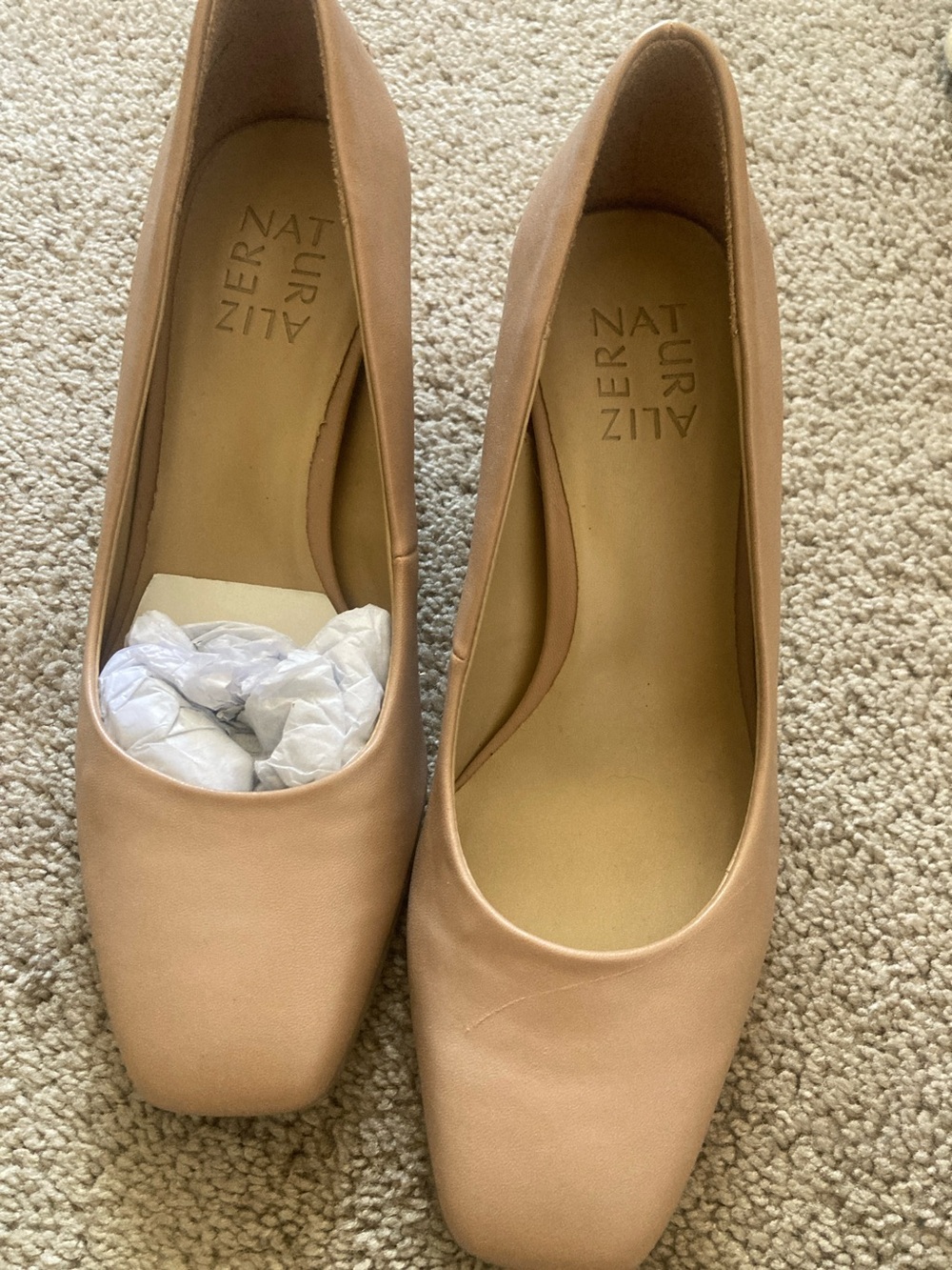 Naturalizer Nude Blush Square-Toe Leather Flats